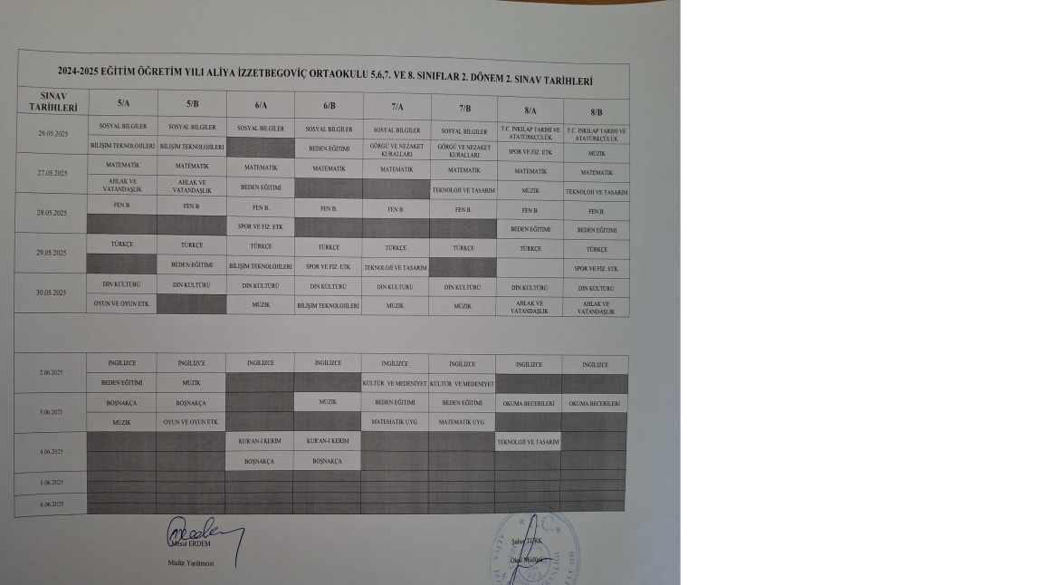 2. DÖNEM 2. SINAV TARİHLERİ